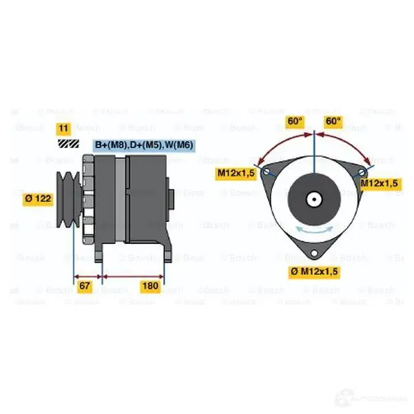 Генератор BOSCH 9120456044 T1 (R) 28V 140A 364696 FG18O изображение 5