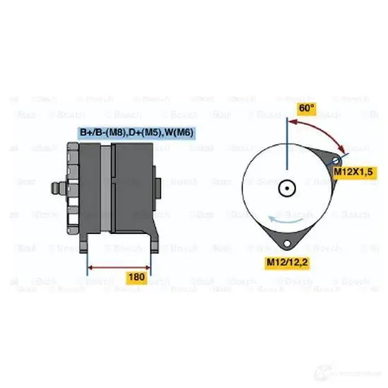 Генератор BOSCH 0120689569 304982 DX2H2 T1 (R) 28V 70/140A - Изображение 1