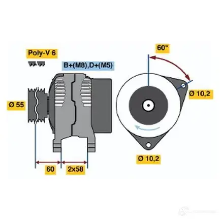 Генератор BOSCH 43 93 0986043931 FS8P29 332802 изображение 0