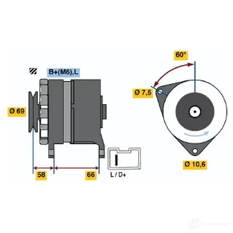 Генератор BOSCH 37 05 332314 ZQ76D3 0986037051