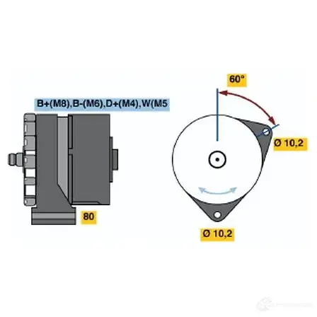 Генератор BOSCH 304732 TLXMT 0120468142 N1 (R) 28V 10/80A