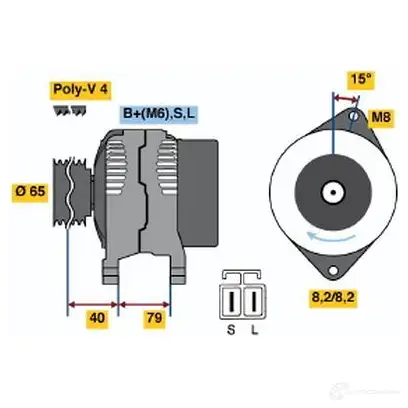 Генератор BOSCH 40 51 8E9YE 332565 0986040511