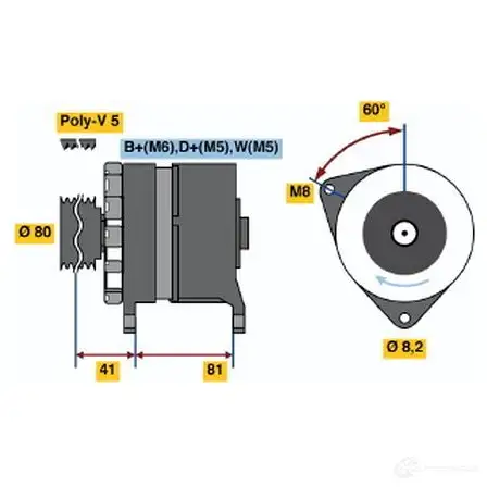 Генератор BOSCH JYWK0WM 332252 0986036100 3 610