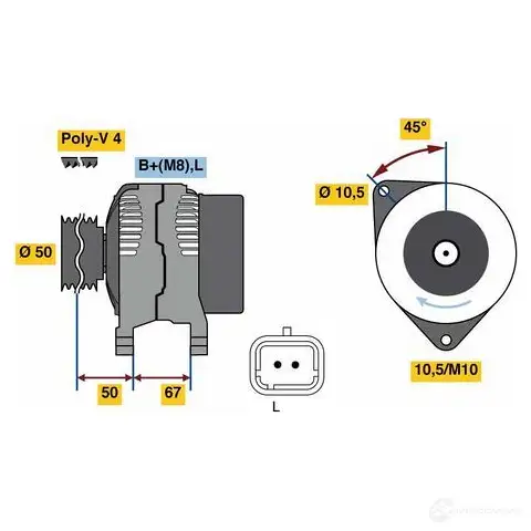 Генератор BOSCH 333307 80 72 P55RLU 0986080720