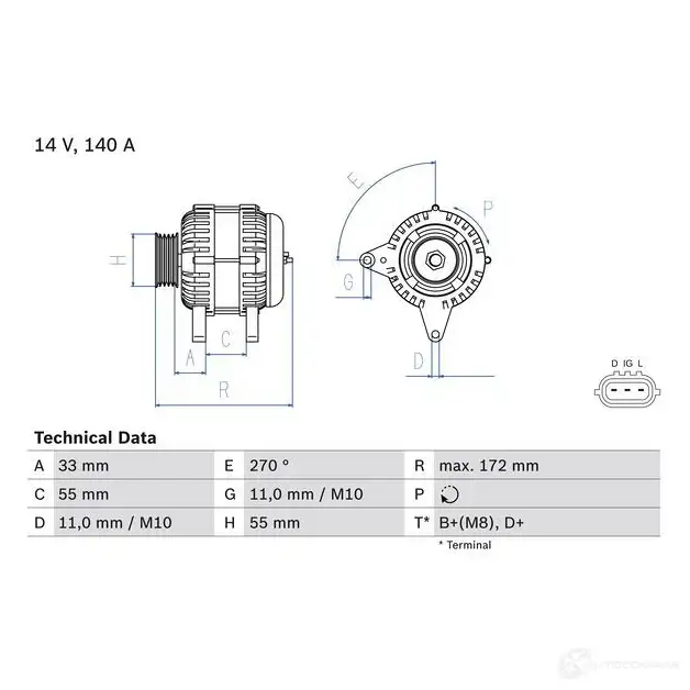 Генератор BOSCH 7F9 44K9 0986082290 1437240529 - Изображение 1