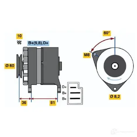 Генератор BOSCH B6AVH2E 332007 31 38 0986031380