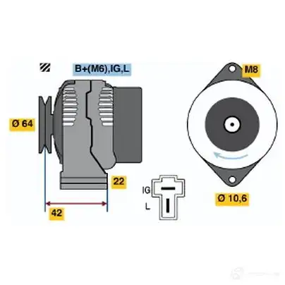 Генератор BOSCH 0986036641 3 664 332285 2VYM08