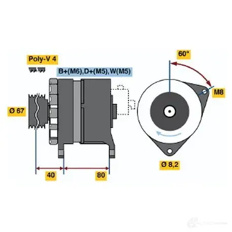 Генератор BOSCH 0986036631 T6S1W77 332284 3 663