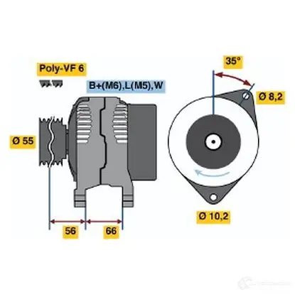 Генератор BOSCH Y16CF 332698 0986042141 4 214