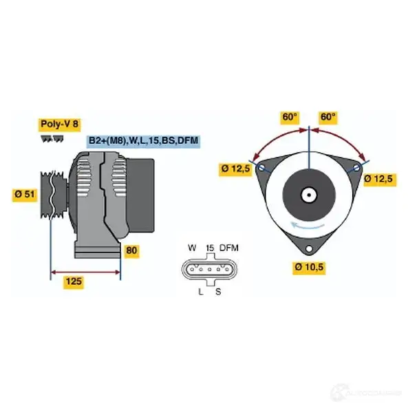 Генератор BOSCH E4EDPBY NCB1 (>) 28V 35/80A 0124555016 305613