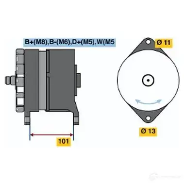 Генератор BOSCH N1 (R) 28V 10/55A 0120469033 96IBICS 304749 изображение 0