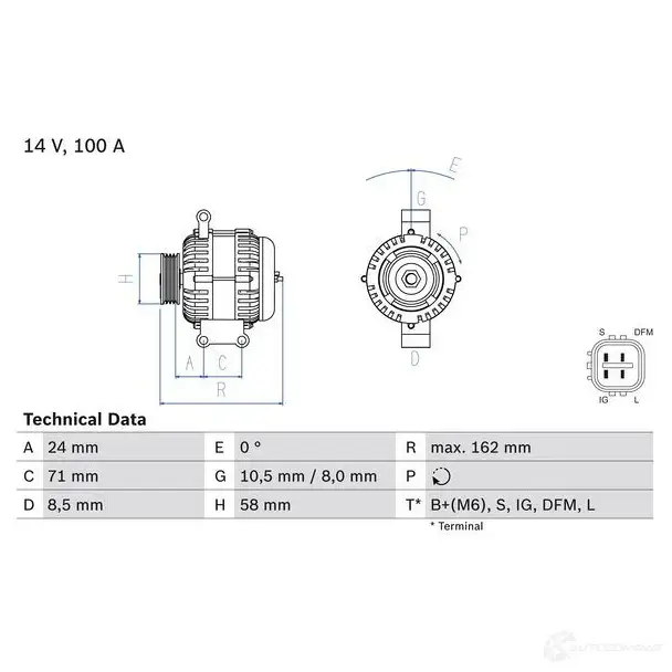 Генератор BOSCH 333404 GIZO2K 0986082080 820 8 изображение 2