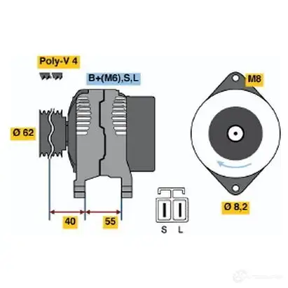 Генератор BOSCH 332324 9I4J6 37 20 0986037201