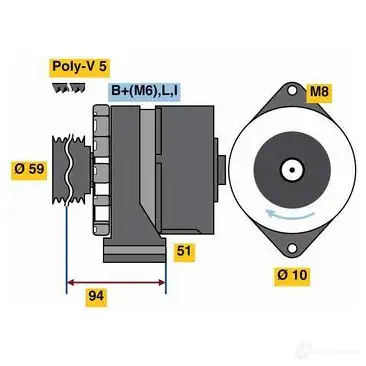 Генератор BOSCH 333311 0986080760 80 76 U9443