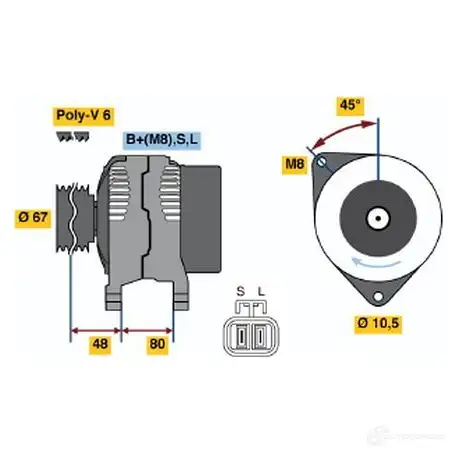 Генератор BOSCH 456 4 6777AX 332933 0986045641