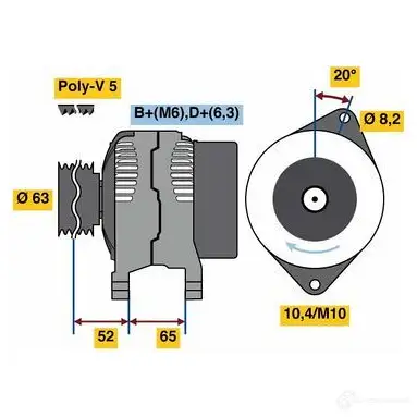 Генератор BOSCH 332303 0986036871 R71IMZQ 368 7 изображение 0