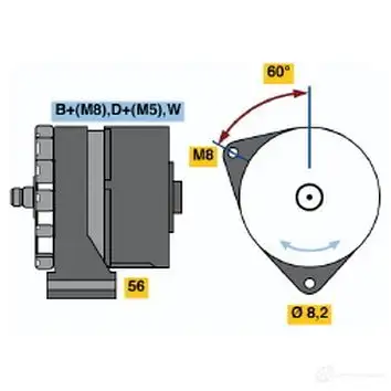 Генератор BOSCH 0120469734 N1 (-) 14V 34/90A 304773 HUO7I изображение 1
