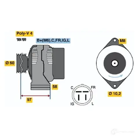 Генератор BOSCH 332718 0986042341 423 4 9X52G8Y