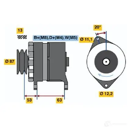Генератор BOSCH N1 (R) 28V 10/55A RUJUJDK 304738 0120469010 изображение 0