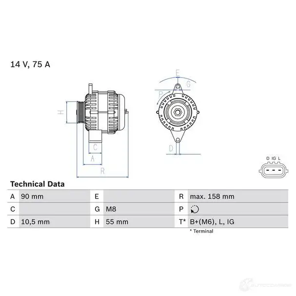 Генератор BOSCH 333460 0986082830 828 3 EVR1VME изображение 1