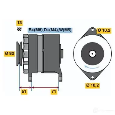 Генератор BOSCH 64513246 N1 (R) 28V 10/80A E8MS6 0120468130 изображение 0