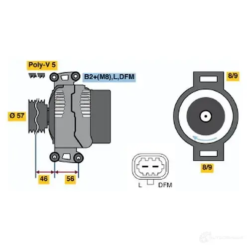 Генератор BOSCH E8 (>) 14V 75/140A 101473625 0124525086 GBMPO2 изображение 0