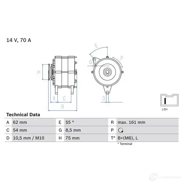 Генератор BOSCH 0986037791 3 779 D7S6KQ5 332354 изображение 2