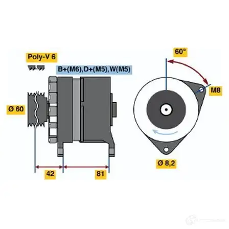 Генератор BOSCH 332254 OE819 0986036150 36 15 изображение 0