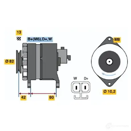 Генератор BOSCH K1 (-) 14V 28/70A 6033gb4018 362100 NFDEMG изображение 0