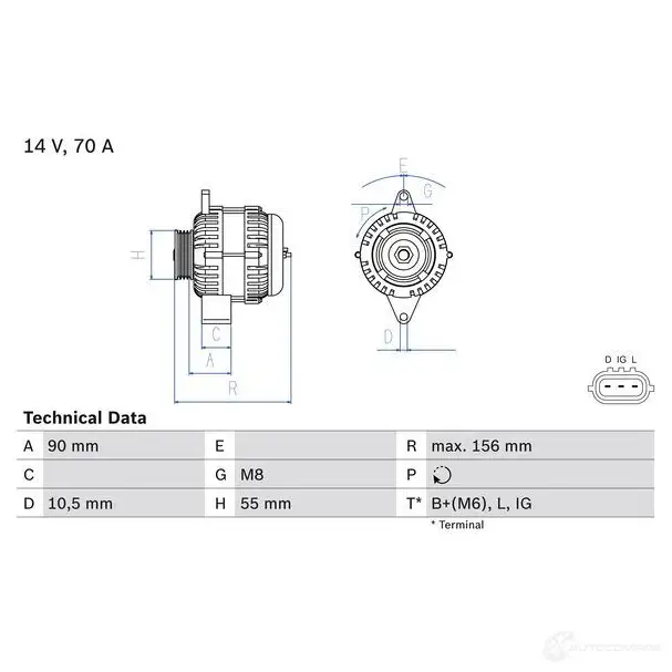 Генератор BOSCH 22A3H 0986045751 457 5 332944 - Изображение 1