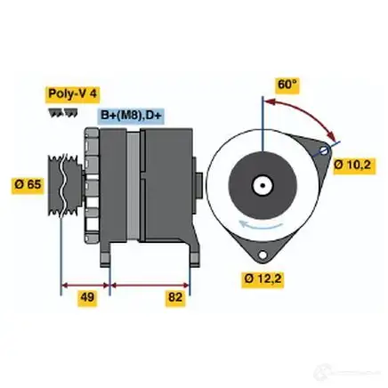 Генератор BOSCH N1 (R) 14V 34/90A O5PRHQ 304783 0120469848 изображение 0