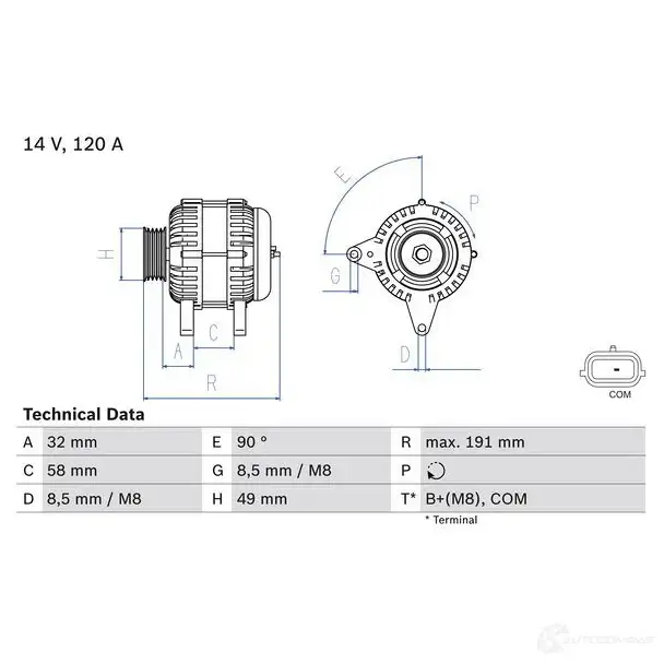 Генератор BOSCH 1193469195 0986084000 8 400 8LZRPYV - Изображение 1