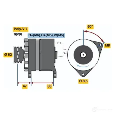 Генератор BOSCH 332509 0986039881 1OUJ6 3 988 изображение 0