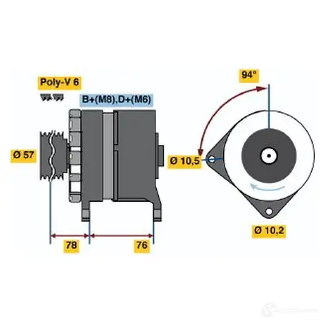 Генератор BOSCH 38 31 9YRR7 332389 0986038310 изображение 0