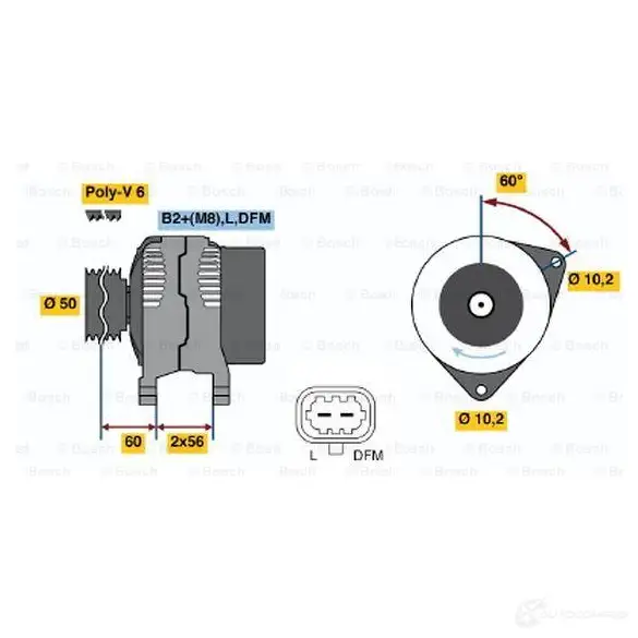 Генератор BOSCH 305540 BIH9CUU 0124525031 E8 (>) 14V 70/140A изображение 0