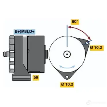 Генератор BOSCH N1 (-) 14V 36/80A 0120469684 304772 HM1RW