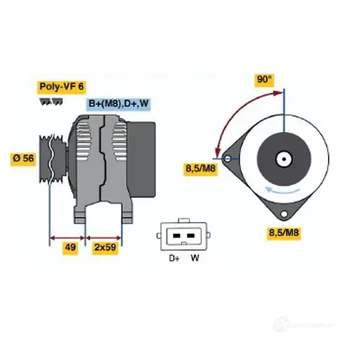 Генератор BOSCH 0123310035 305087 KC (>) 14V 40/70A GP1QJ изображение 0