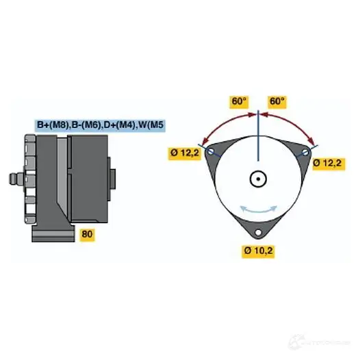 Генератор BOSCH 1423135475 0120469796 N1 (-) 28V 10/55A JGC8IU изображение 0