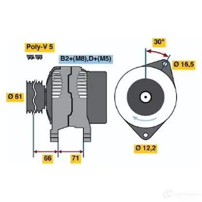 Генератор BOSCH 0986042760 42 76 332754 8TJ1UC