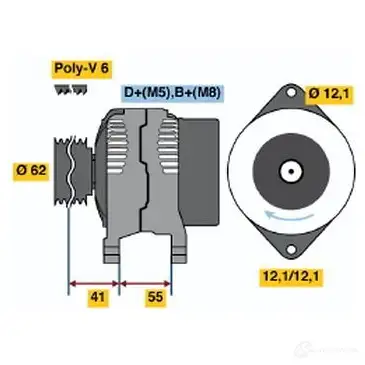 Генератор BOSCH 0986047771 333079 KY84SK 477 7