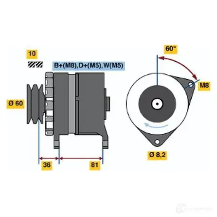 Генератор BOSCH 34 14 A0TI9 0986034140 332132 изображение 0