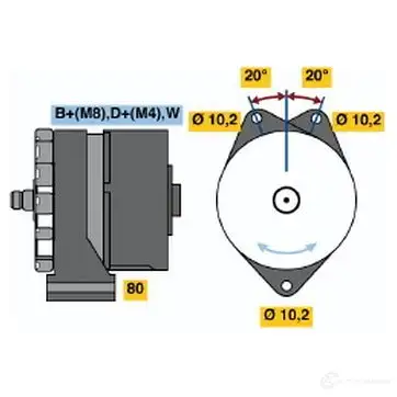 Генератор BOSCH 0120469562 YL8BP0 304760 N1 (-) 28V 10/55A - Изображение 1