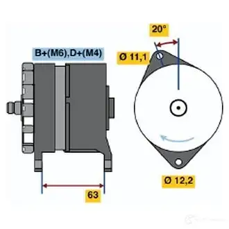Генератор BOSCH BOXWJ 0120469634 304768 N1 (R) 28V 10/55A