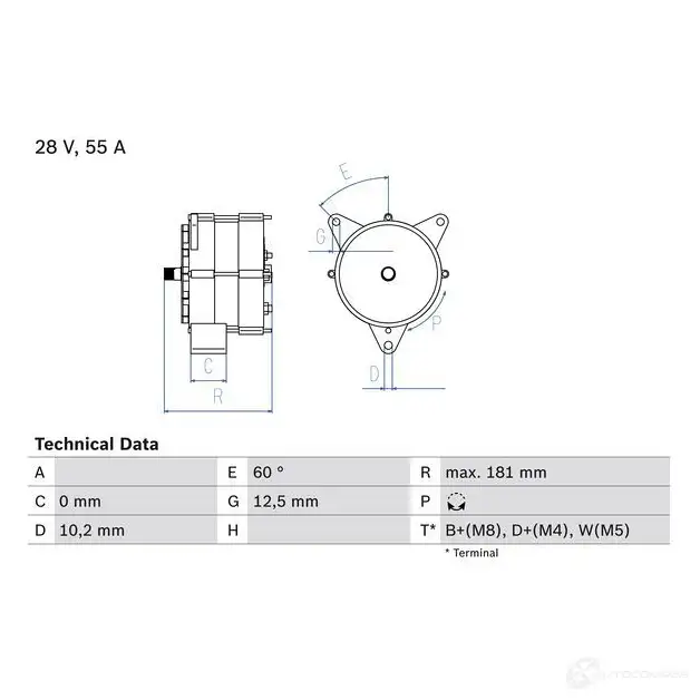 Генератор BOSCH 332337 37 41 JX1XW 0986037410