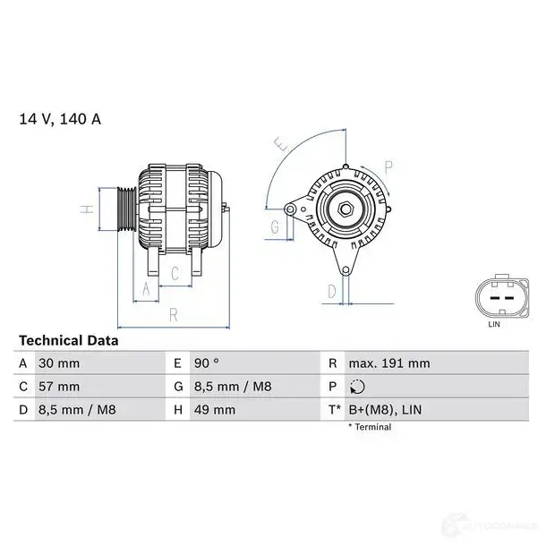 Генератор BOSCH 333478 83 14 CRBW8 0986083140 - Изображение 1