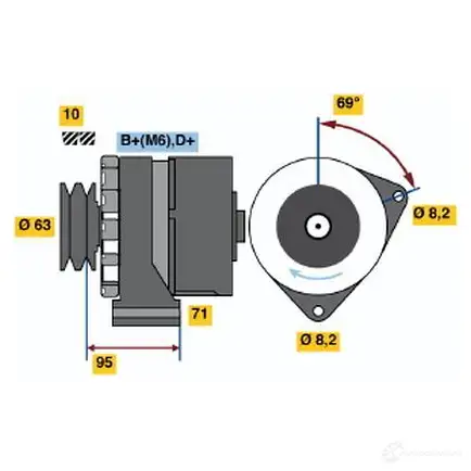 Генератор BOSCH 0986034700 3470 09860347 00 332179