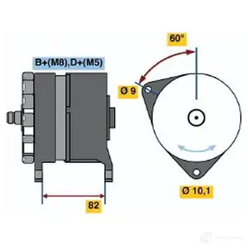 Генератор BOSCH 0120468019 N1 (-) 14V 40/110A 4ORDO 304697 изображение 0