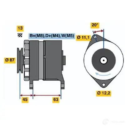 Генератор BOSCH N1 (R) 28V 10/55A 304817 T8UEBRF 0120469999 изображение 0