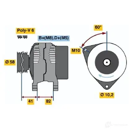 Генератор BOSCH 332791 CLRAU 0986043580 435 8