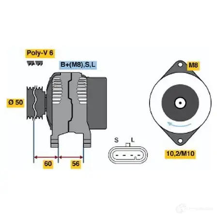 Генератор BOSCH 0986043951 4W743 332804 4 395